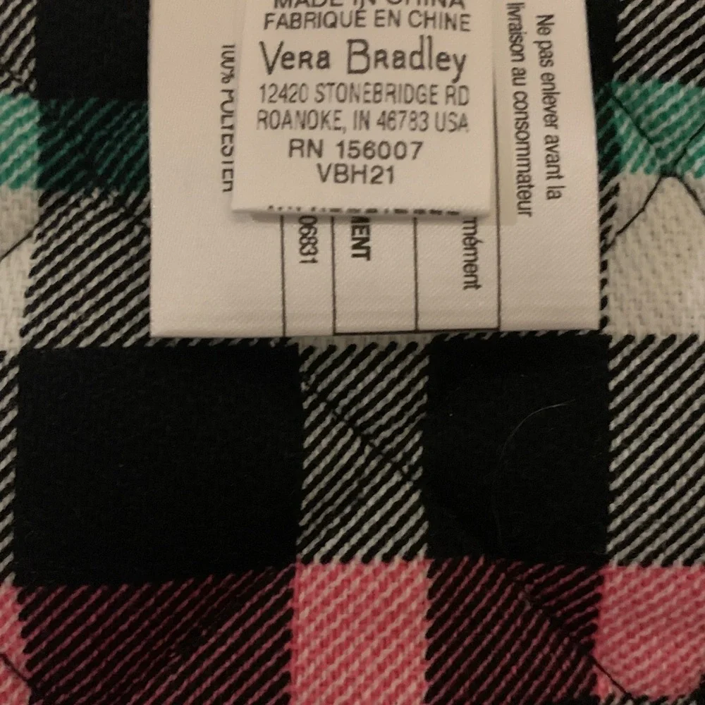 LMT: Vera Bradley 5 Piece Plaid Print Runner, Pot Holder, 2 Dish Towels Set